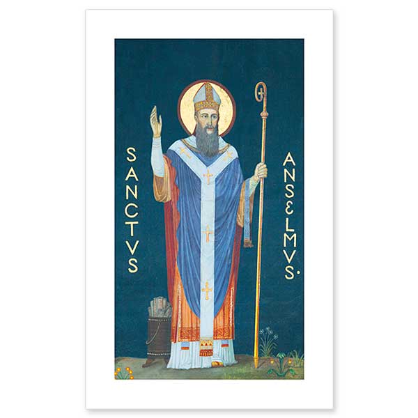 A holy card image of St. Anselm