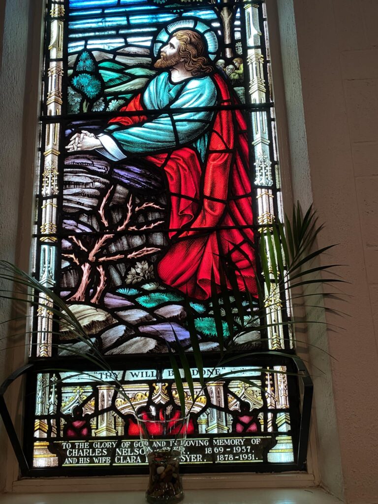 Stained Glass Window of Jesus Praying