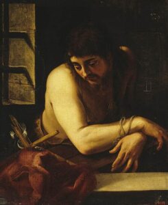 A painting of St John the Baptist, in prison